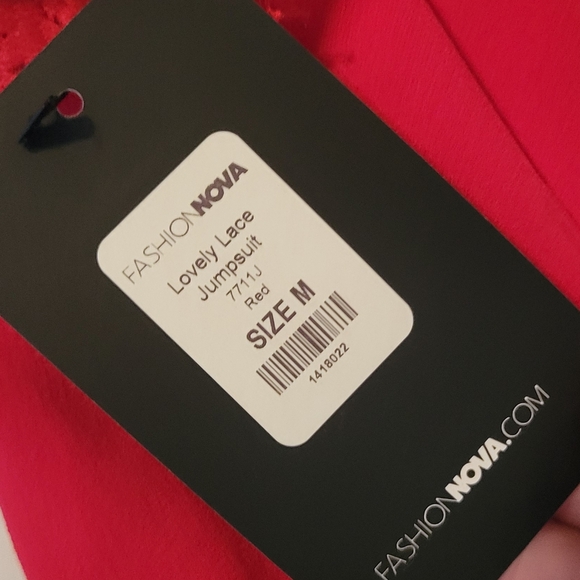 Fashion Nova New Lovely Lace Jumpsuit Red Size M - Picture 3 of 13